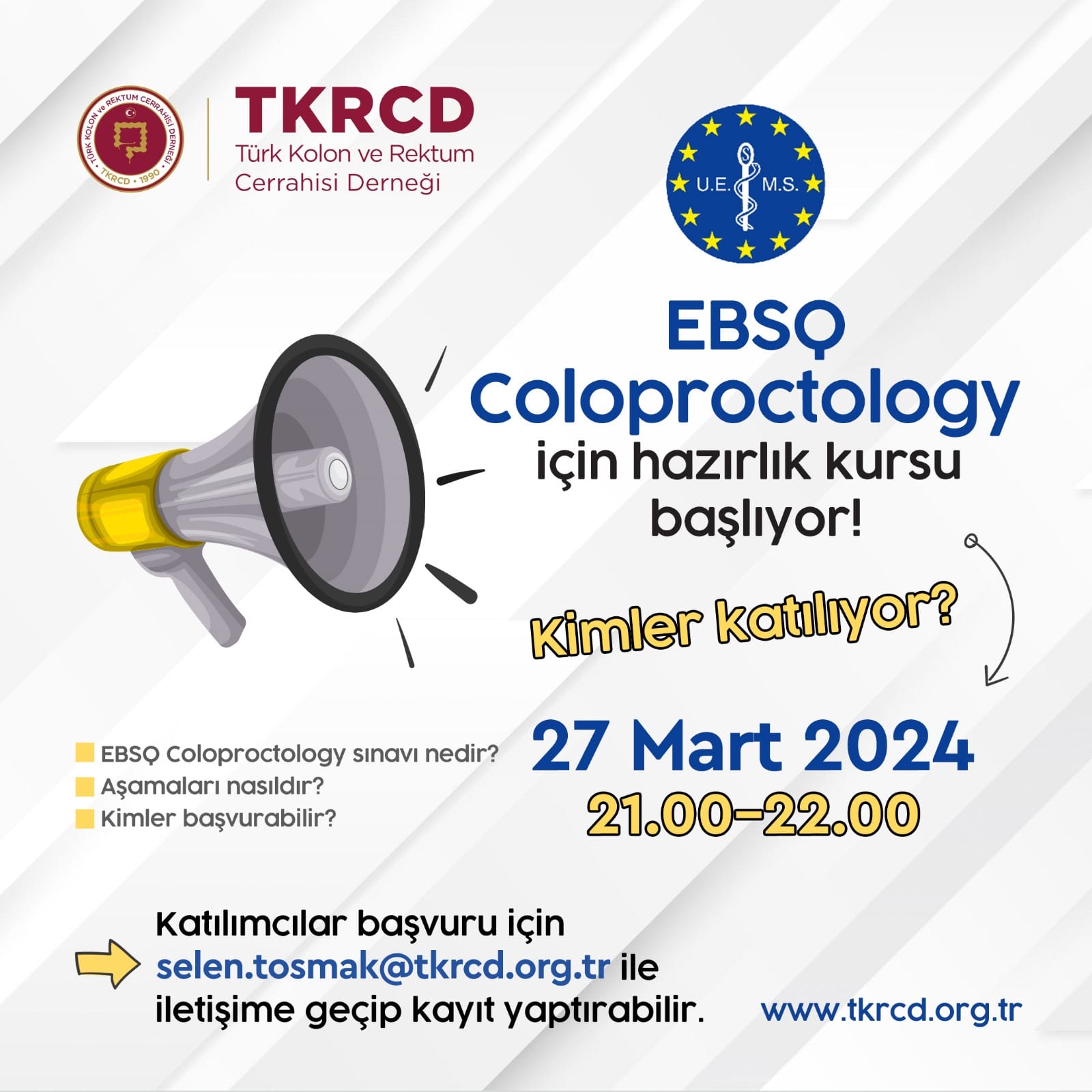 EBSQ Coloproctology için hazırlık kursu başlıyor!
