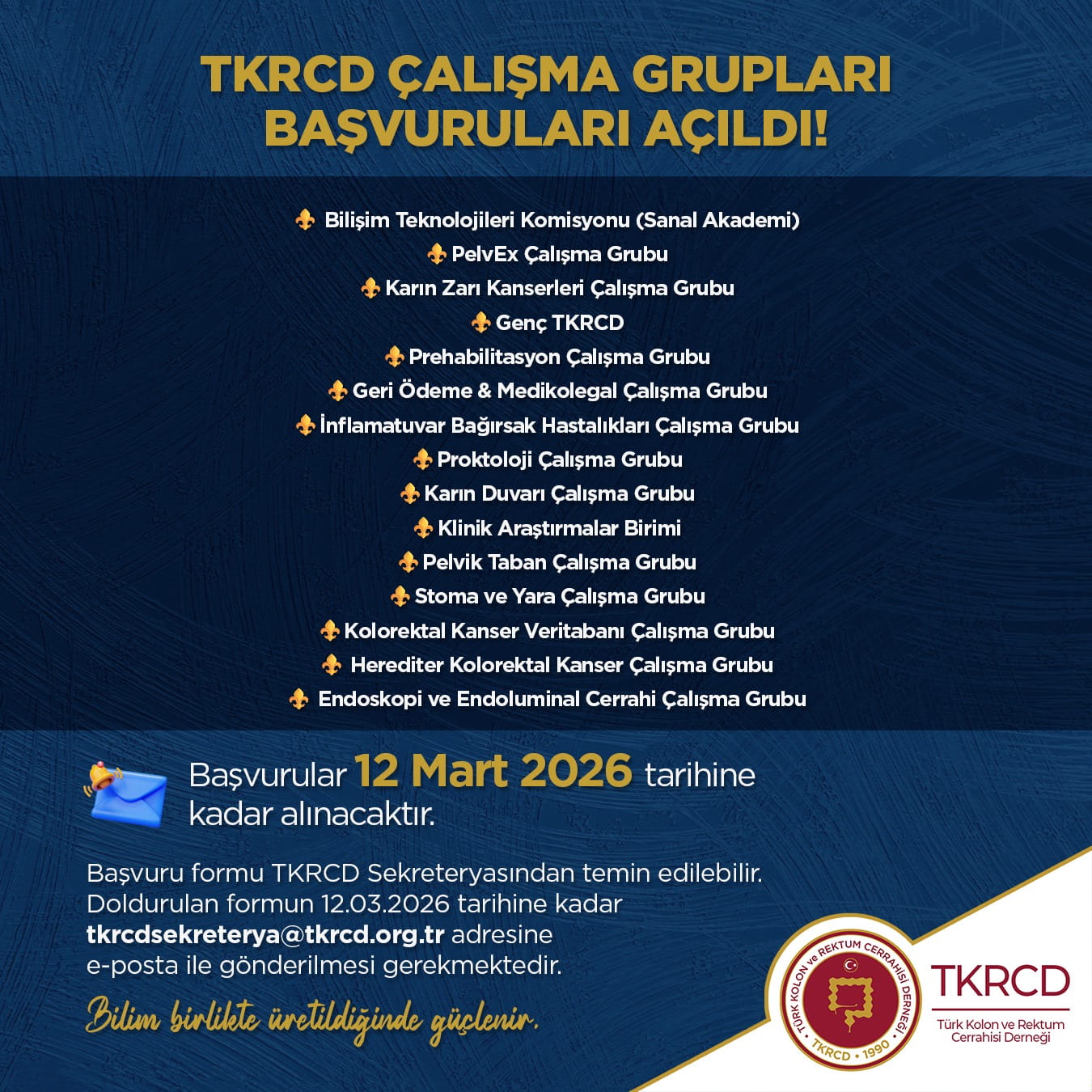 TKRCD Çalışma Grupları Başvuruları Açıldı!